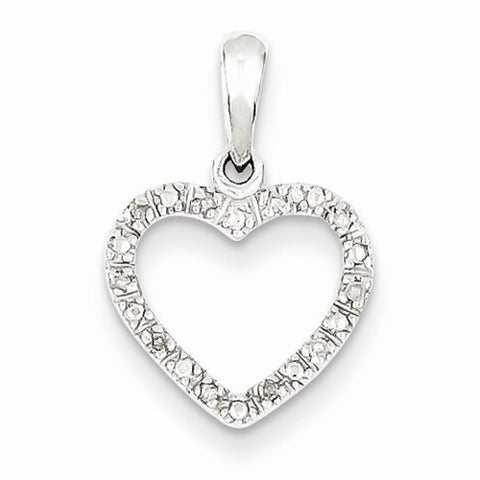 Sterling Silver Rhodium Plated Diamond Heart Pendant, Classy Pendants for Necklace