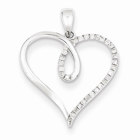 Sterling Silver Diamond Heart Pendant, Alluring Pendants for Necklace