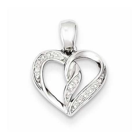 Sterling Silver Diamond Heart Pendant, Appealing Pendants for Necklace
