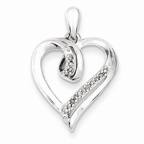 Sterling Silver Diamond Heart Pendant, Exquisite Pendants for Necklace