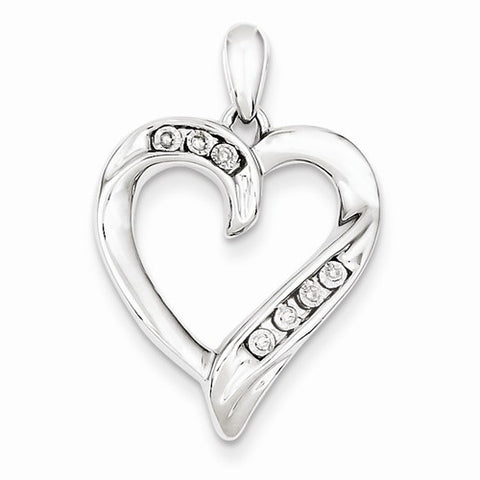 Sterling Silver Diamond Heart Pendant, Pretty Pendants for Necklace