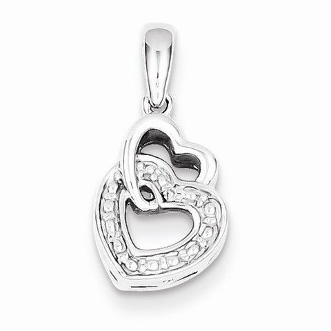 Sterling Silver Diamond Heart Pendant, Lovely Pendants for Necklace