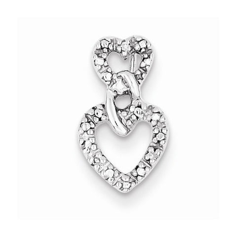 Sterling Silver Rhodium Plated Diamond Double Heart pendant, Stylish Pendants for Necklace