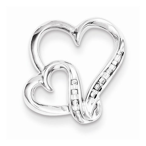 Sterling Silver Rhodium Plated Diamond Double Heart pendant, Alluring Pendants for Necklace