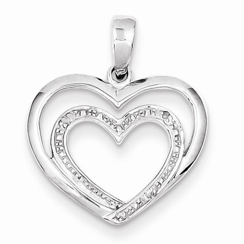 Sterling Silver Rhodium Plated Diamond Double Heart pendant, Gorgeous Pendants for Necklace