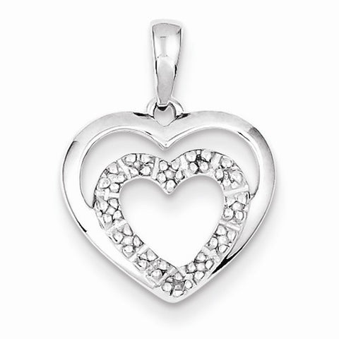 Sterling Silver Rhodium Plated Diamond Double Heart pendant, Lovely Pendants for Necklace
