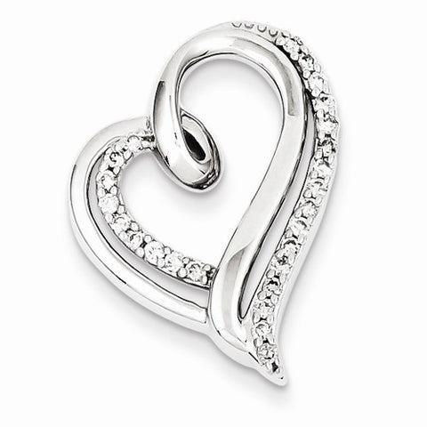 Sterling Silver Diamond Heart Pendant, Appealing Pendants for Necklace