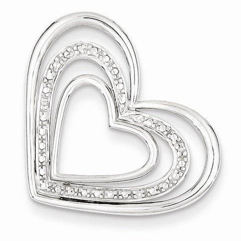 Sterling Silver Rhodium Plated Diamond Triple Heart pendant, Delightful Pendants for Necklace