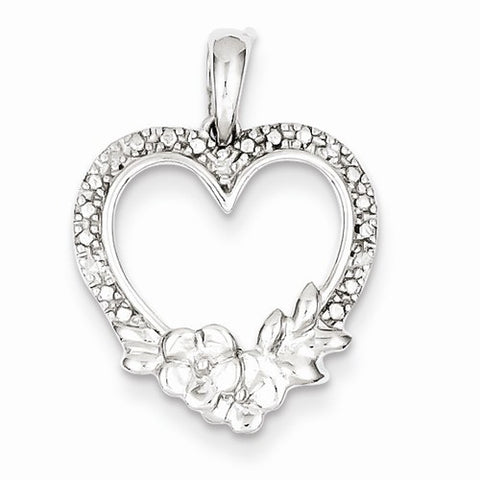 Sterling Silver Rhodium Plated Diamond Heart pendant, Beautiful Pendants for Necklace