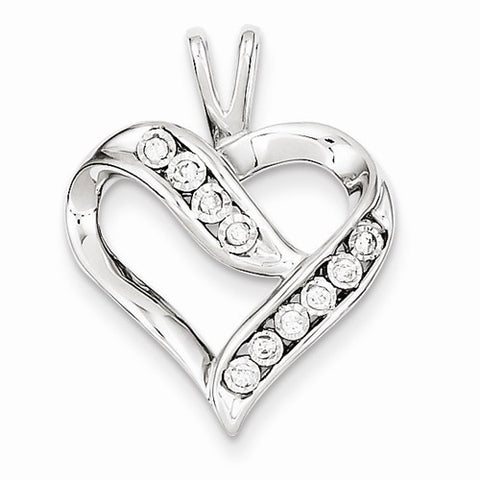 Sterling Silver Diamond Heart Pendant, Stylish Pendants for Necklace
