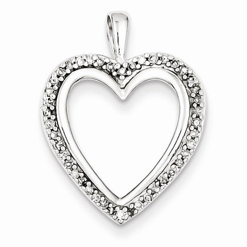 Sterling Silver Diamond Heart Pendant, Alluring Pendants for Necklace