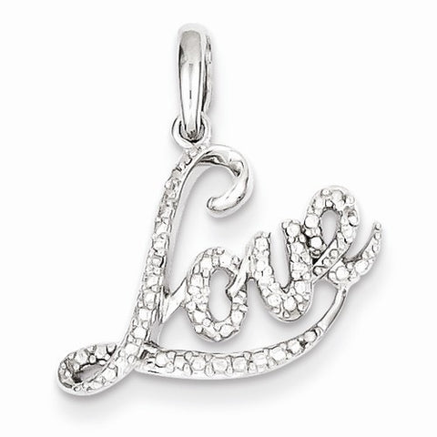 Sterling Silver Rhodium Plated Diamond Love Pendant, Pendants for Necklace
