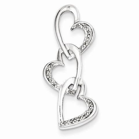 Sterling Silver Diamond Triple Heart Pendant, Pendants for Necklace