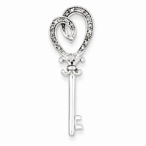 Sterling Silver Diamond Heart Key pendant, Beautiful Pendants for Necklace