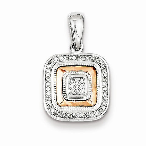 Sterling Silver & 14k Rose Gold Pendant, Pendants for Necklace