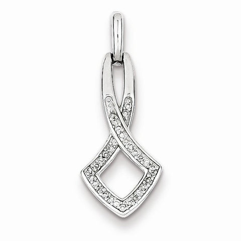 Sterling Silver Rhodium Plated Diamond Slide Pendant, Pendants for Necklace