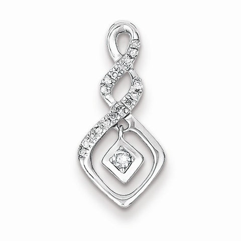 Sterling Silver Rhodium Plated Diamond Pendant, Fine Pendants for Necklace