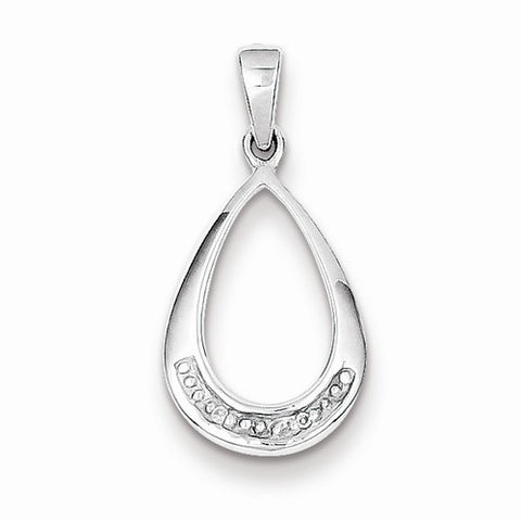 Sterling Silver Rhodium Plated Diamond Teardrop pendant, Lovely Pendants for Necklace