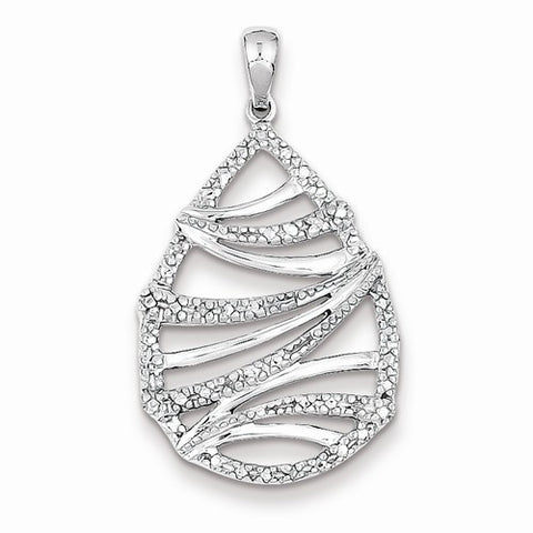 Sterling Silver Rhodium Plated Diamond Teardrop pendant, Stylish Pendants for Necklace
