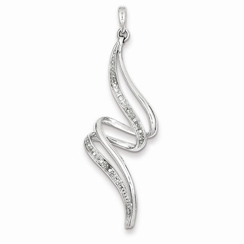 Sterling Silver Rhodium Plated Diamond Swirl pendant, Delightful Pendants for Necklace