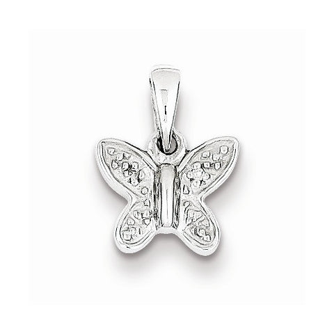 Sterling Silver Rhodium Plated Diamond Butterfly pendant, Alluring Pendants for Necklace