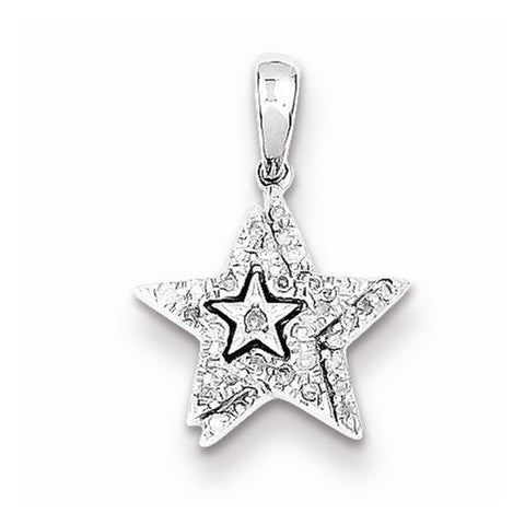 Sterling Silver Rhodium Plated Diamond Star pendant, Classy Pendants for Necklace