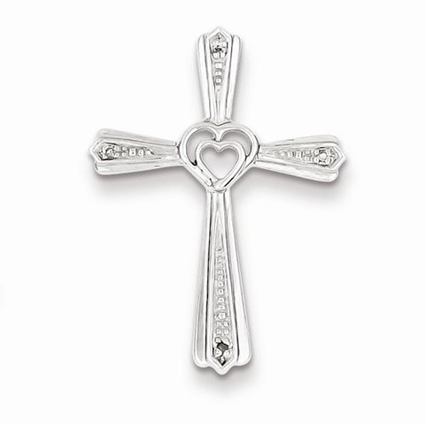 Sterling Silver Rhodium Plated Diamond Cross Pendant, Adorable Pendants for Necklace