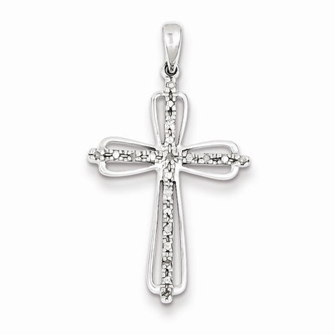 Sterling Silver Rhodium Plated Diamond Cross pendant, Fine Pendants for Necklace