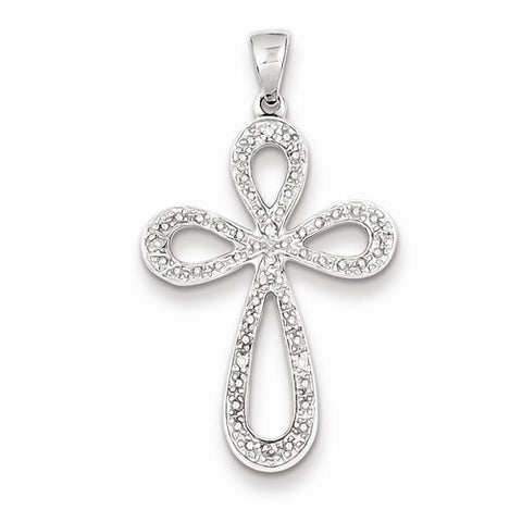 Sterling Silver Rhodium Plated Diamond Cross pendant, Pendants for Necklace