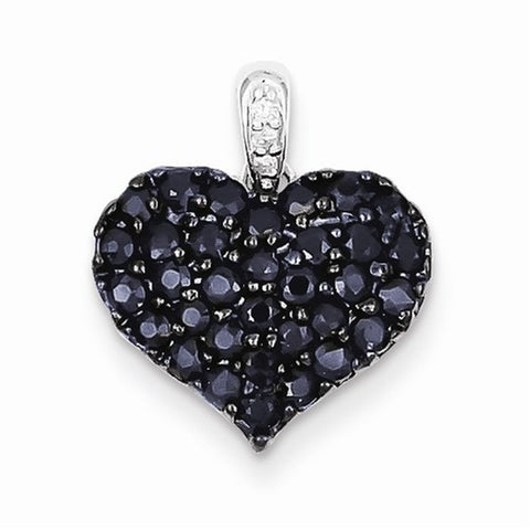 Sterling Silver Diamond & Sapphire Heart pendant, Pendants for Necklace
