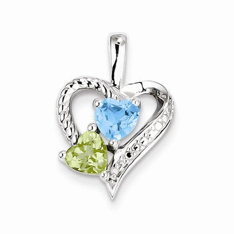 Sterling Silver Blue Topaz Peridot Diamond pendant, Gorgeous Pendants for Necklace