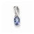 Sterling Silver Rhodium Plated Diamond and Tanzanite Oval pendant, Classy Pendants for Necklace