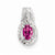 Sterling Silver Rhodium Plated Dia. & Pink Tourmaline Oval Pendant, Pendants for Necklace