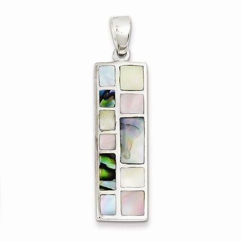 Sterling Silver Multi-colored Mother of Pearl Pendant, Pendants for Necklace