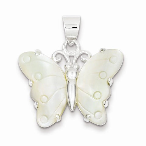 Sterling Silver White Shell Butterfly Pendant, Pendants for Necklace