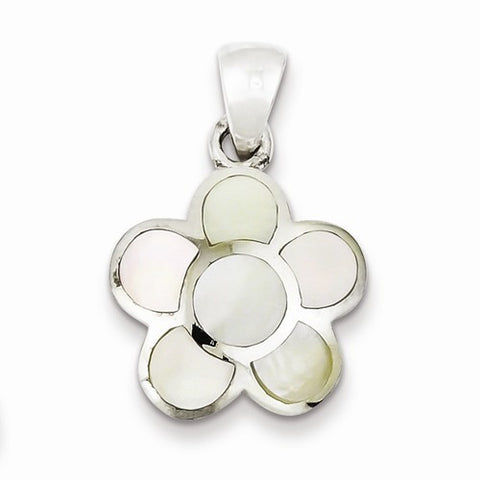 Sterling Silver Mother of Pearl Flower Pendant, Pendants for Necklace