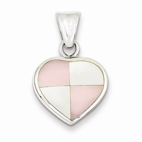 Sterling Silver White Shell Heart Pendant, Pendants for Necklace