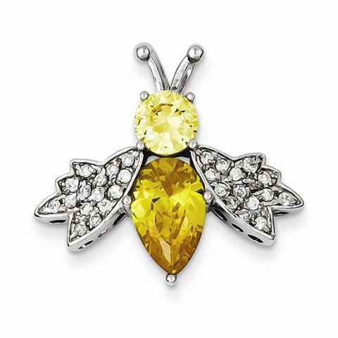 Sterling Silver Yellow and Clear CZ Slide Pendant, Pendants for Necklace