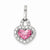 Sterling Silver Pink and Clear CZ Heart Pendant, Pendants for Necklace