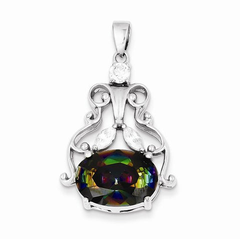 Sterling Silver Mystic and Clear CZ Pendant, Pendants for Necklace