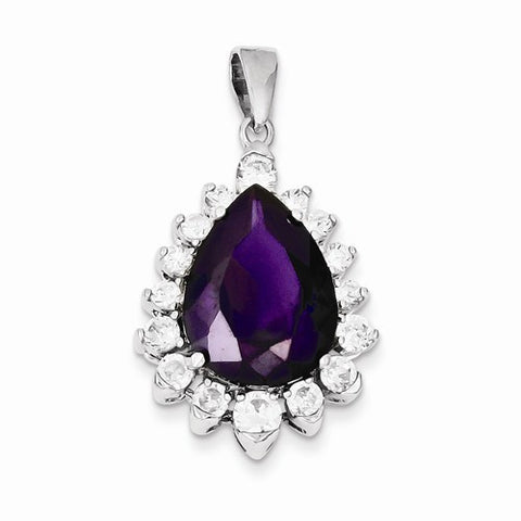 Sterling Silver Purple and Clear CZ Pendant, Pendants for Necklace