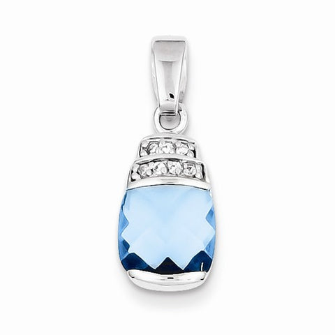 Sterling Silver Blue CZ pendant, Pendants for Necklace