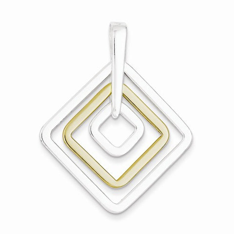 Sterling Silver & Vermeil Diamond Shape Pendant, Pendants for Necklace