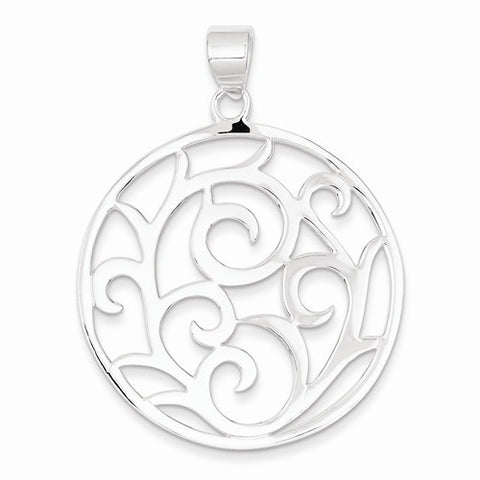 Sterling Silver Fancy Round pendant, Fine Pendants for Necklace