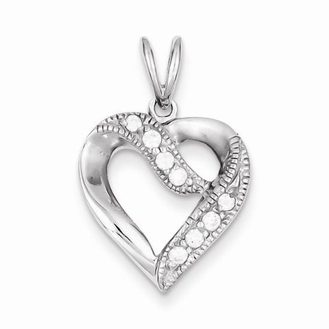 Sterling Silver CZ Heart Pendant, Appealing Pendants for Necklace