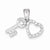 Sterling Silver CZ Heart & Key Fancy Pendant, Pendants for Necklace