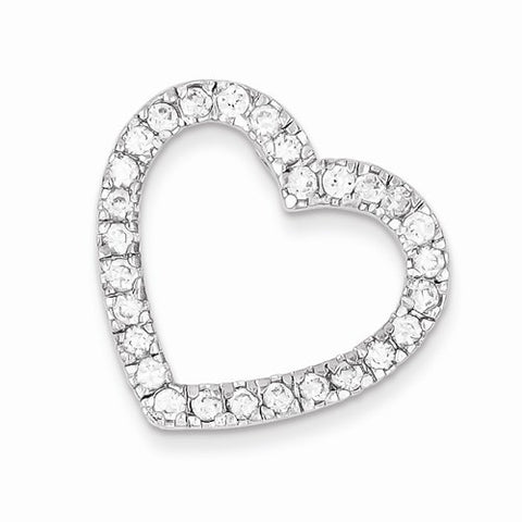 Sterling Silver CZ Heart Slide Pendant, Charm