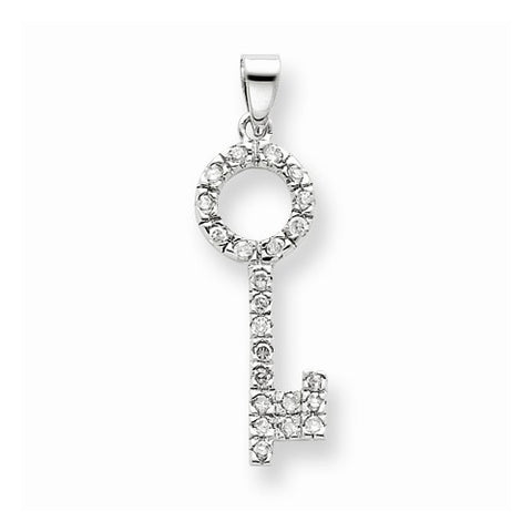 Sterling Silver CZ Key Shape Pendant, Pendants for Necklace
