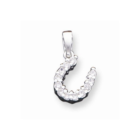 Sterling Silver Horseshoe CZ Pendant, Pendants for Necklace