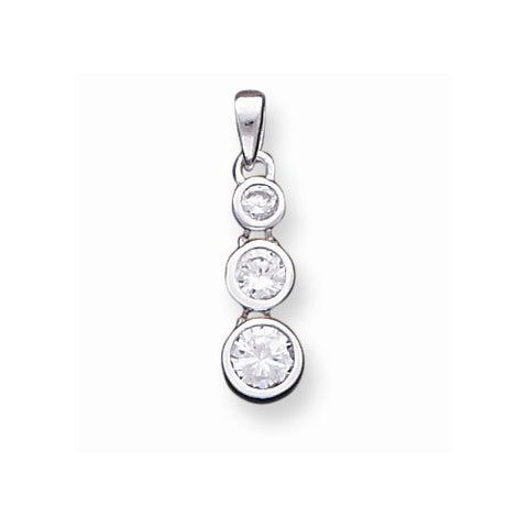 Sterling Silver 3-stone CZ pendant, Lovely Pendants for Necklace